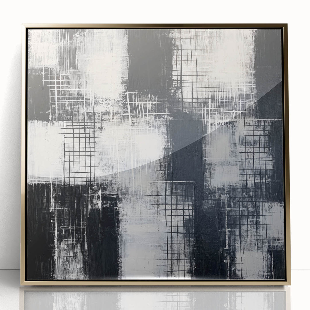 Modern Abstract Wall Art - Black & White Geometric Canvas Print