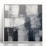 Modern Abstract Wall Art - Black & White Geometric Canvas Print