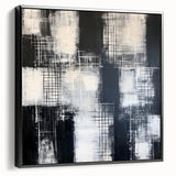 Modern Abstract Wall Art - Black & White Geometric Canvas Print