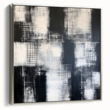 Modern Abstract Wall Art - Black & White Geometric Canvas Print