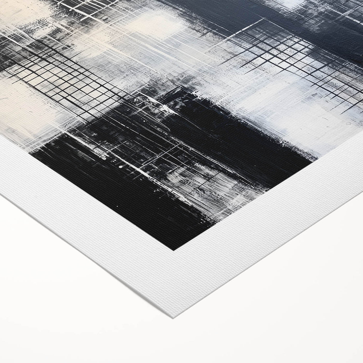 Modern Abstract Wall Art - Black & White Geometric Canvas Print