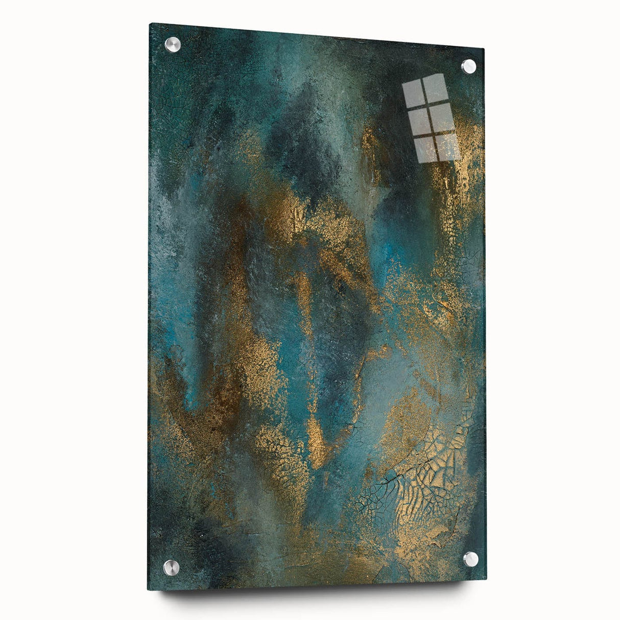 Contemporary Abstract Art – Teal & Gold Moody Modern Wall Art