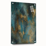 Contemporary Abstract Art – Teal & Gold Moody Modern Wall Art