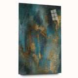 Contemporary Abstract Art – Teal & Gold Moody Modern Wall Art