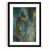 Contemporary Abstract Art – Teal & Gold Moody Modern Wall Art