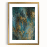 Contemporary Abstract Art – Teal & Gold Moody Modern Wall Art