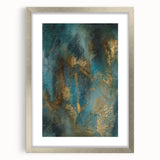 Contemporary Abstract Art – Teal & Gold Moody Modern Wall Art