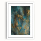 Contemporary Abstract Art – Teal & Gold Moody Modern Wall Art