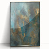 Contemporary Abstract Art – Teal & Gold Moody Modern Wall Art