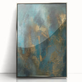 Contemporary Abstract Art – Teal & Gold Moody Modern Wall Art