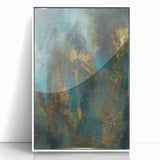 Contemporary Abstract Art – Teal & Gold Moody Modern Wall Art