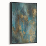 Contemporary Abstract Art – Teal & Gold Moody Modern Wall Art