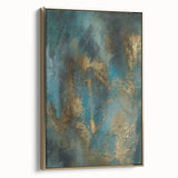 Contemporary Abstract Art – Teal & Gold Moody Modern Wall Art