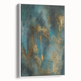 Contemporary Abstract Art – Teal & Gold Moody Modern Wall Art