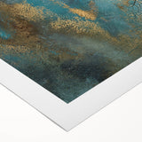 Contemporary Abstract Art – Teal & Gold Moody Modern Wall Art