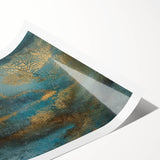 Contemporary Abstract Art – Teal & Gold Moody Modern Wall Art