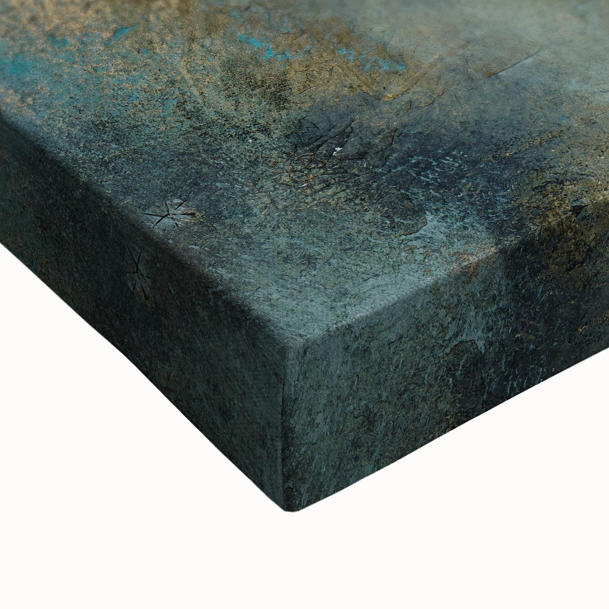 Contemporary Abstract Art – Teal & Gold Moody Modern Wall Art