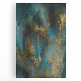 Contemporary Abstract Art – Teal & Gold Moody Modern Wall Art