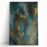 Contemporary Abstract Art – Teal & Gold Moody Modern Wall Art