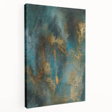 Contemporary Abstract Art – Teal & Gold Moody Modern Wall Art