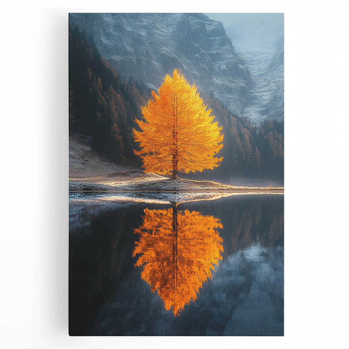 Golden Tree Reflection – Majestic Nature Landscape Art Print