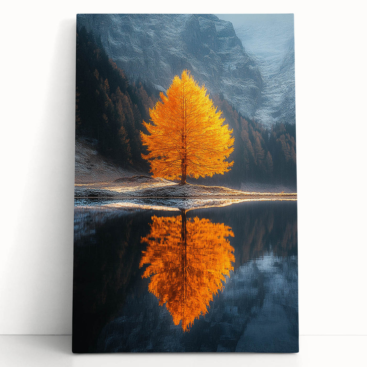 Golden Tree Reflection – Majestic Nature Landscape Art Print