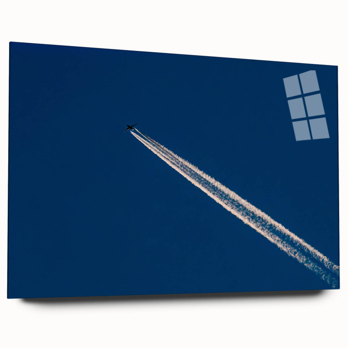 Minimalist Landscape Wall Art – Jet Trail Over Deep Blue Horizon