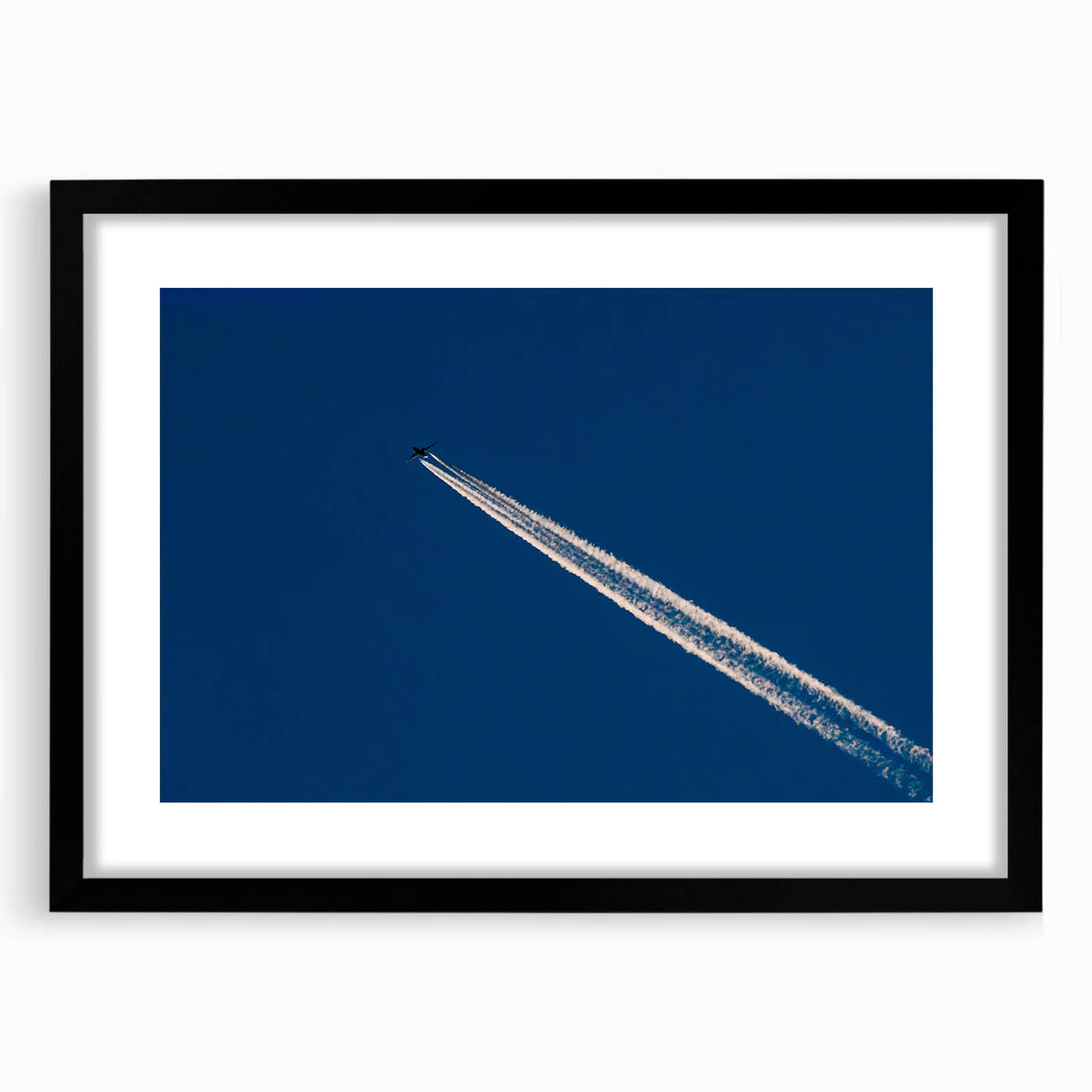 Minimalist Landscape Wall Art – Jet Trail Over Deep Blue Horizon