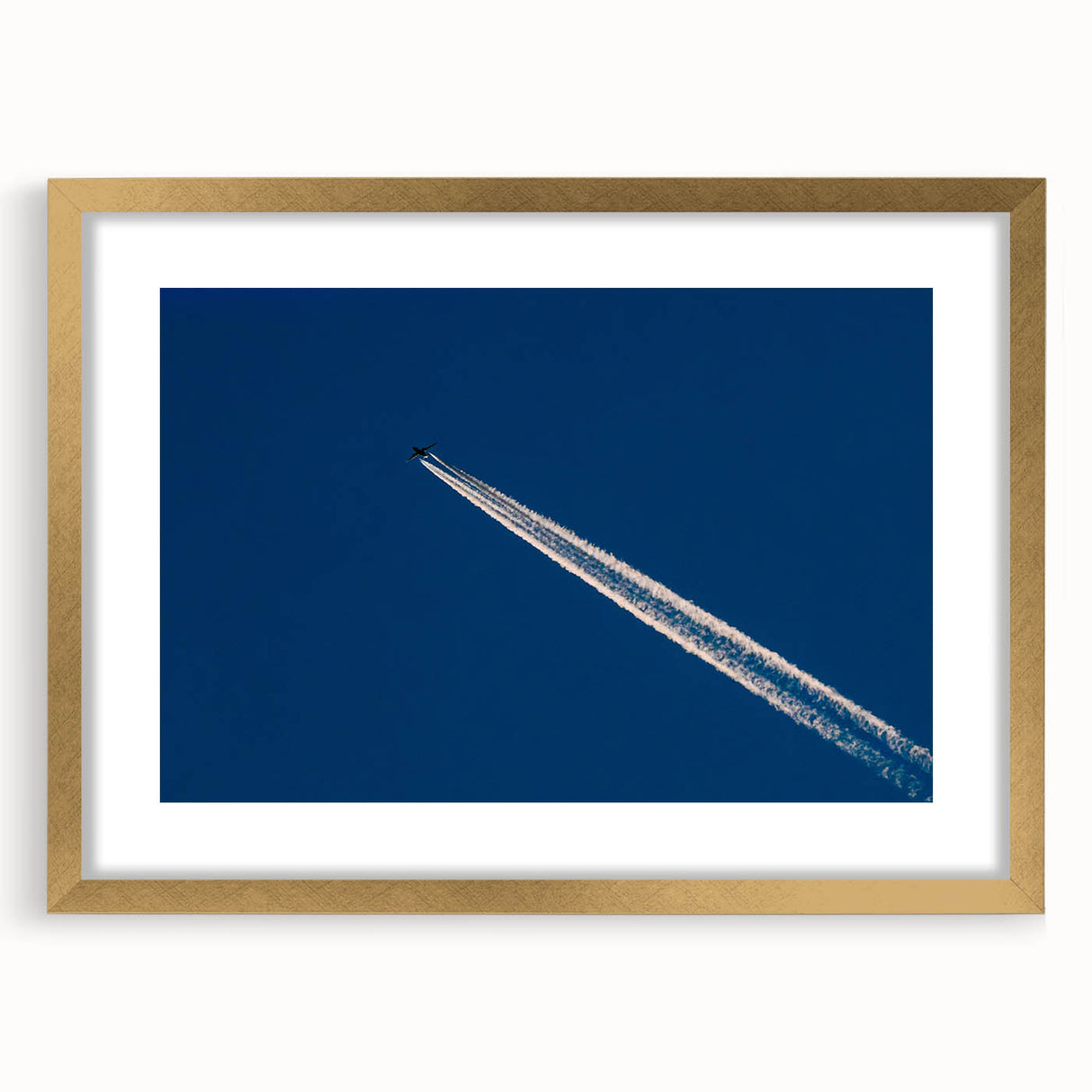 Minimalist Landscape Wall Art – Jet Trail Over Deep Blue Horizon