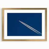Minimalist Landscape Wall Art – Jet Trail Over Deep Blue Horizon