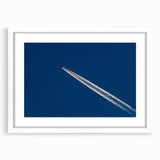 Minimalist Landscape Wall Art – Jet Trail Over Deep Blue Horizon