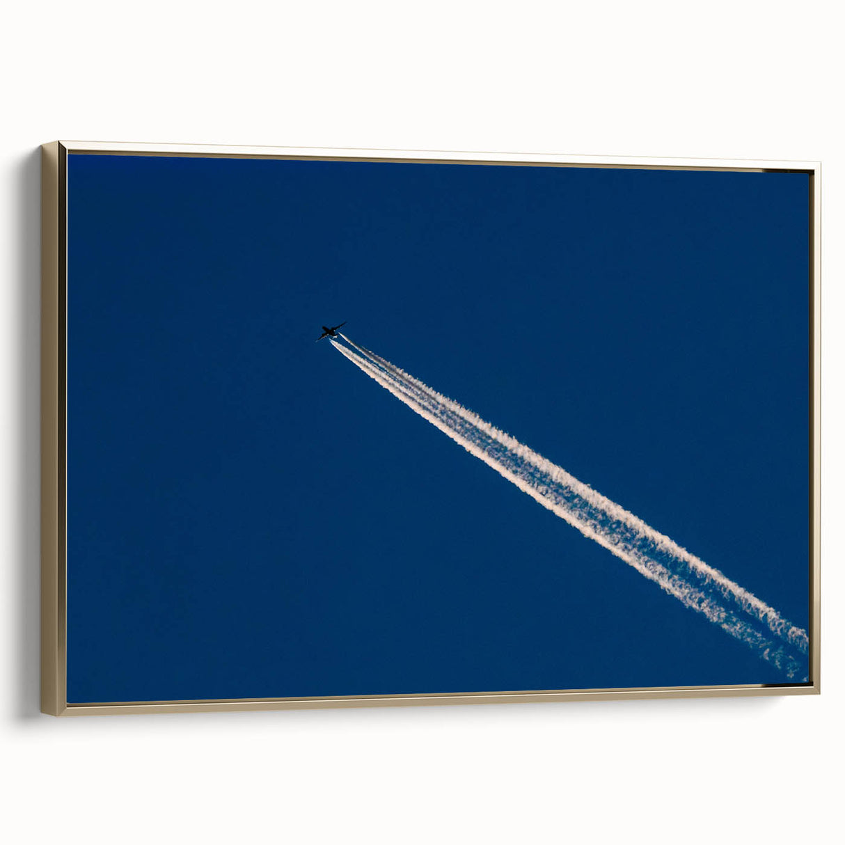 Minimalist Landscape Wall Art – Jet Trail Over Deep Blue Horizon