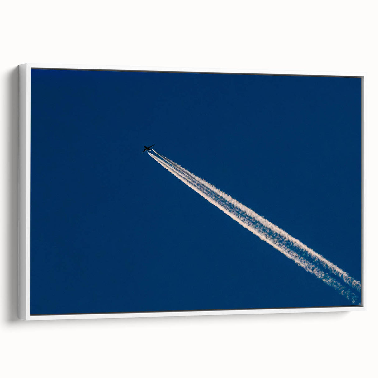 Minimalist Landscape Wall Art – Jet Trail Over Deep Blue Horizon