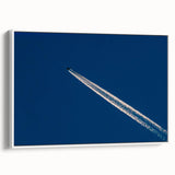 Minimalist Landscape Wall Art – Jet Trail Over Deep Blue Horizon