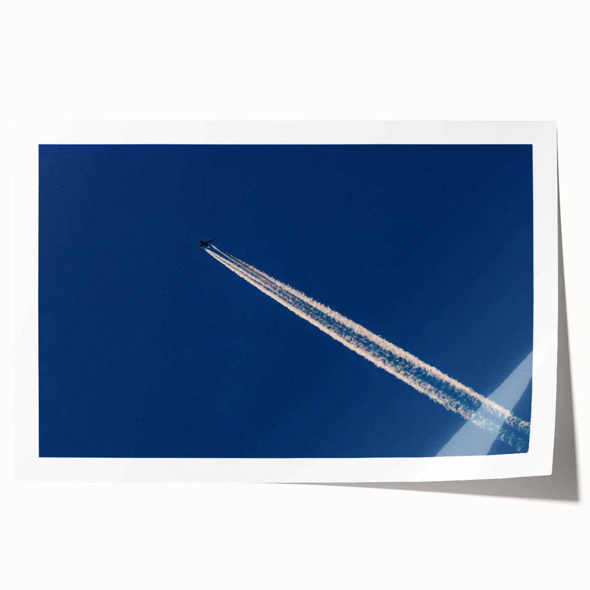 Minimalist Landscape Wall Art – Jet Trail Over Deep Blue Horizon