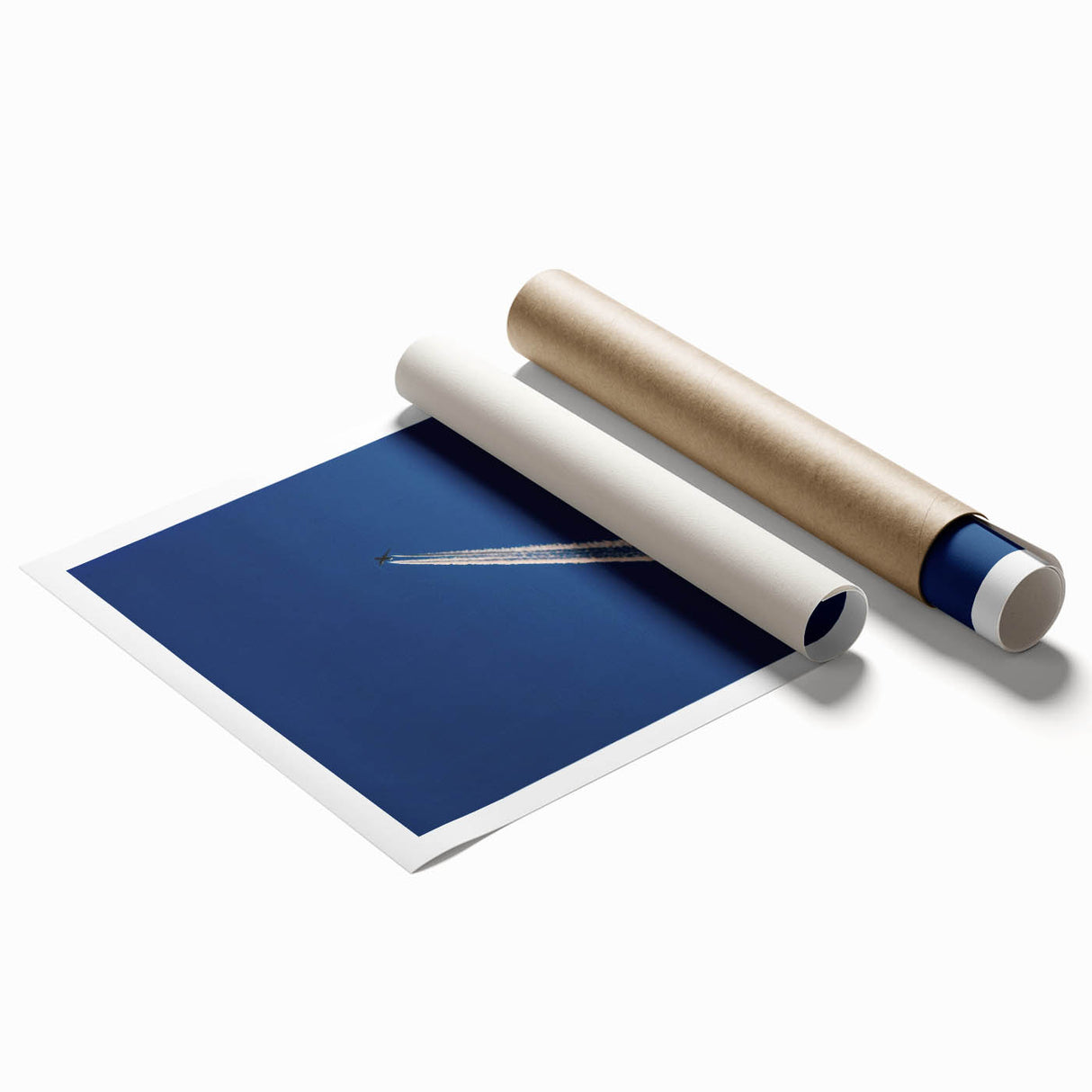 Minimalist Landscape Wall Art – Jet Trail Over Deep Blue Horizon