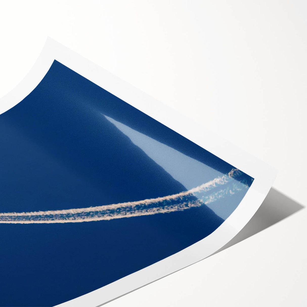 Minimalist Landscape Wall Art – Jet Trail Over Deep Blue Horizon