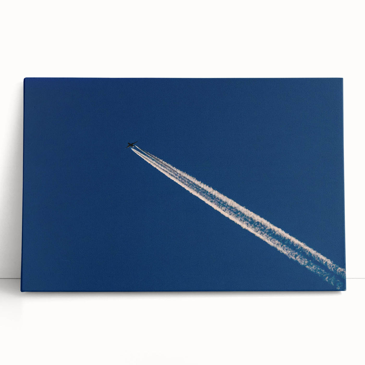 Minimalist Landscape Wall Art – Jet Trail Over Deep Blue Horizon