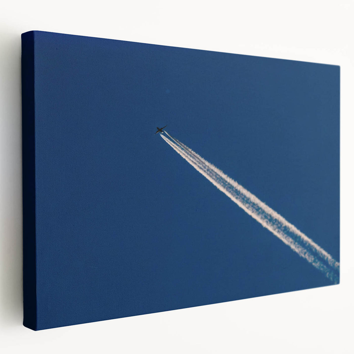 Minimalist Landscape Wall Art – Jet Trail Over Deep Blue Horizon