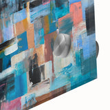 Large Abstract Wall Art – Moody Modern Canvas in Teal, Red & Brown