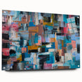 Large Abstract Wall Art – Moody Modern Canvas in Teal, Red & Brown