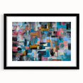 Large Abstract Wall Art – Moody Modern Canvas in Teal, Red & Brown