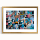 Large Abstract Wall Art – Moody Modern Canvas in Teal, Red & Brown