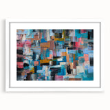 Large Abstract Wall Art – Moody Modern Canvas in Teal, Red & Brown