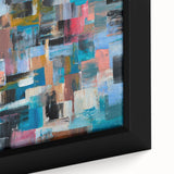 Large Abstract Wall Art – Moody Modern Canvas in Teal, Red & Brown