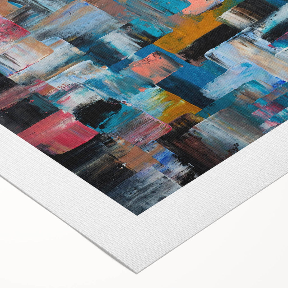 Large Abstract Wall Art – Moody Modern Canvas in Teal, Red & Brown
