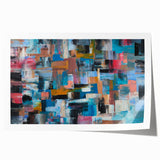 Large Abstract Wall Art – Moody Modern Canvas in Teal, Red & Brown