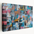 Large Abstract Wall Art – Moody Modern Canvas in Teal, Red & Brown