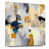 Blushed Blues – Royal Abstract Wall Art with Gold and Gray Accents