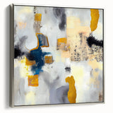 Blushed Blues – Royal Abstract Wall Art with Gold and Gray Accents